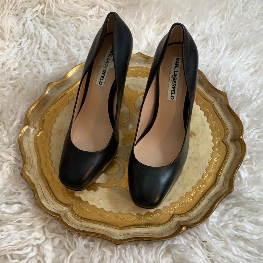 Karl Lagerfeld Black Leather Heels